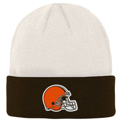 Cleveland Browns Youth Bone Cuffed Knit Hat - Cream/Brown - NFL