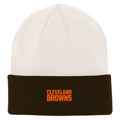 Cleveland Browns Youth Bone Cuffed Knit Hat - Cream/Brown - NFL