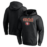 San Francisco 49ers Logo Team Lockup Fitted Pullover Hoodie - Black - NFL