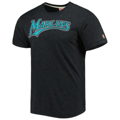 Miami Marlins Homage Hand-Drawn Logo Tri-Blend T-Shirt Discount