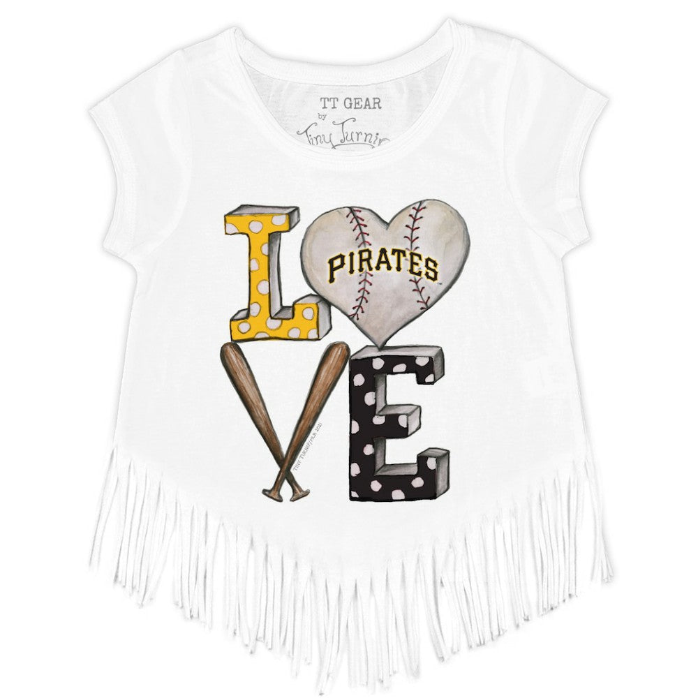 Pittsburgh Pirates Tiny Turnip Girls Youth Baseball Love Fringe T-Shirt Discount