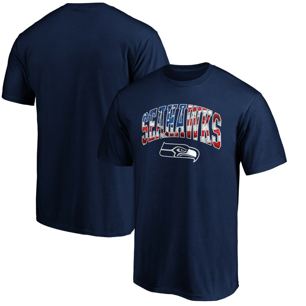 Seattle Seahawks Banner Wave Logo T-Shirt - College Navy - NFL