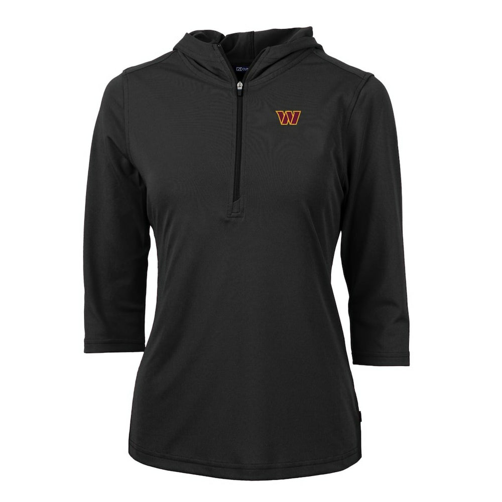 Washington Commanders Cutter & Buck Women's Virtue Eco Pique Half-Zip Pullover Hoodie - Black - NFL