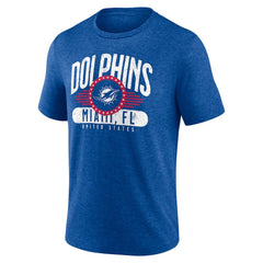 Miami Dolphins Badge of Honor Tri-Blend T-Shirt - Royal - NFL