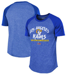 Los Angeles Rams Majestic Threads 2-Time Super Bowl Champions Tri-Blend Raglan T-Shirt - Royal - NFL