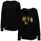 Washington Commanders Cuce Women's Sequin Logo V-Neck Pullover Sweatshirt - Black - NFL