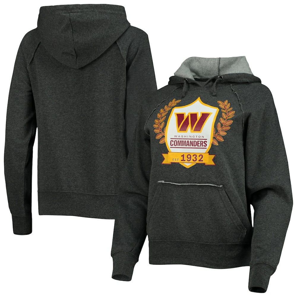 Washington Commanders New Era Women's Raglan Pullover Hoodie - Heathered Charcoal - NFL