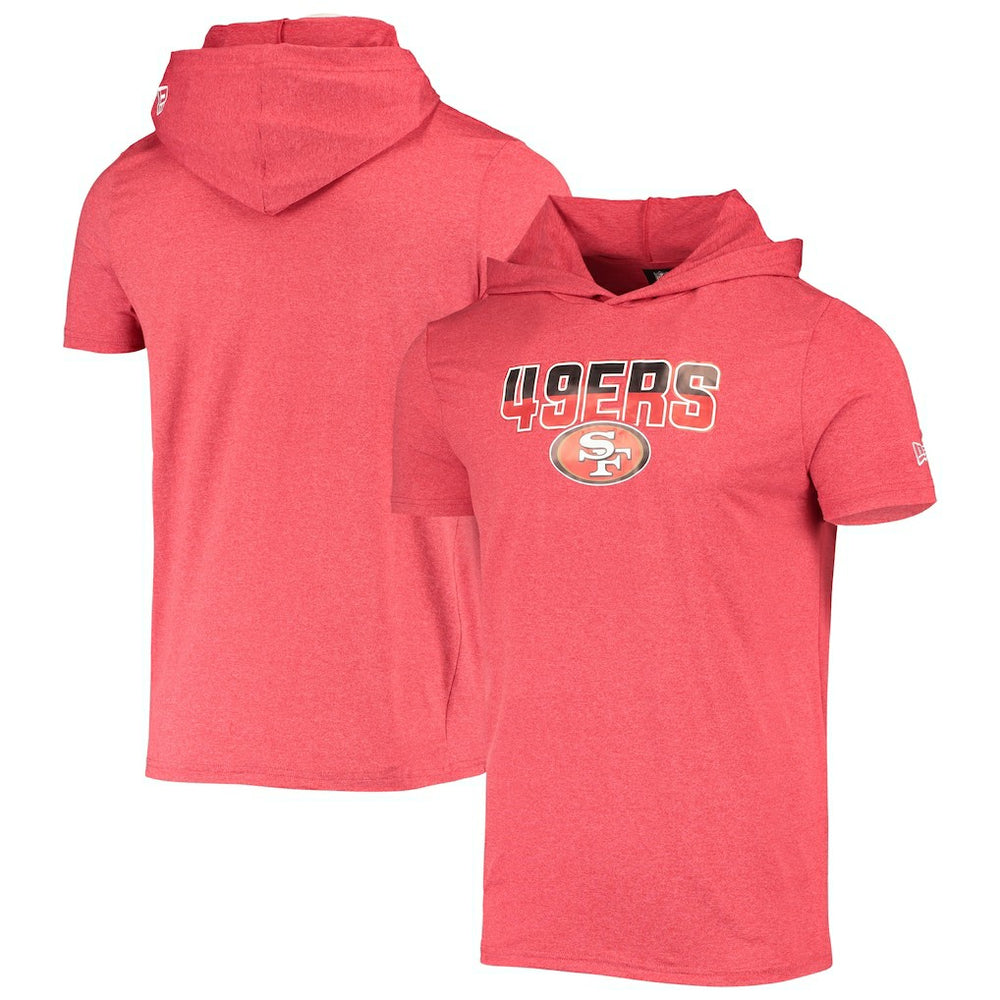 San Francisco 49ers New Era Team Brushed Hoodie T-Shirt - Heathered Red - NFL