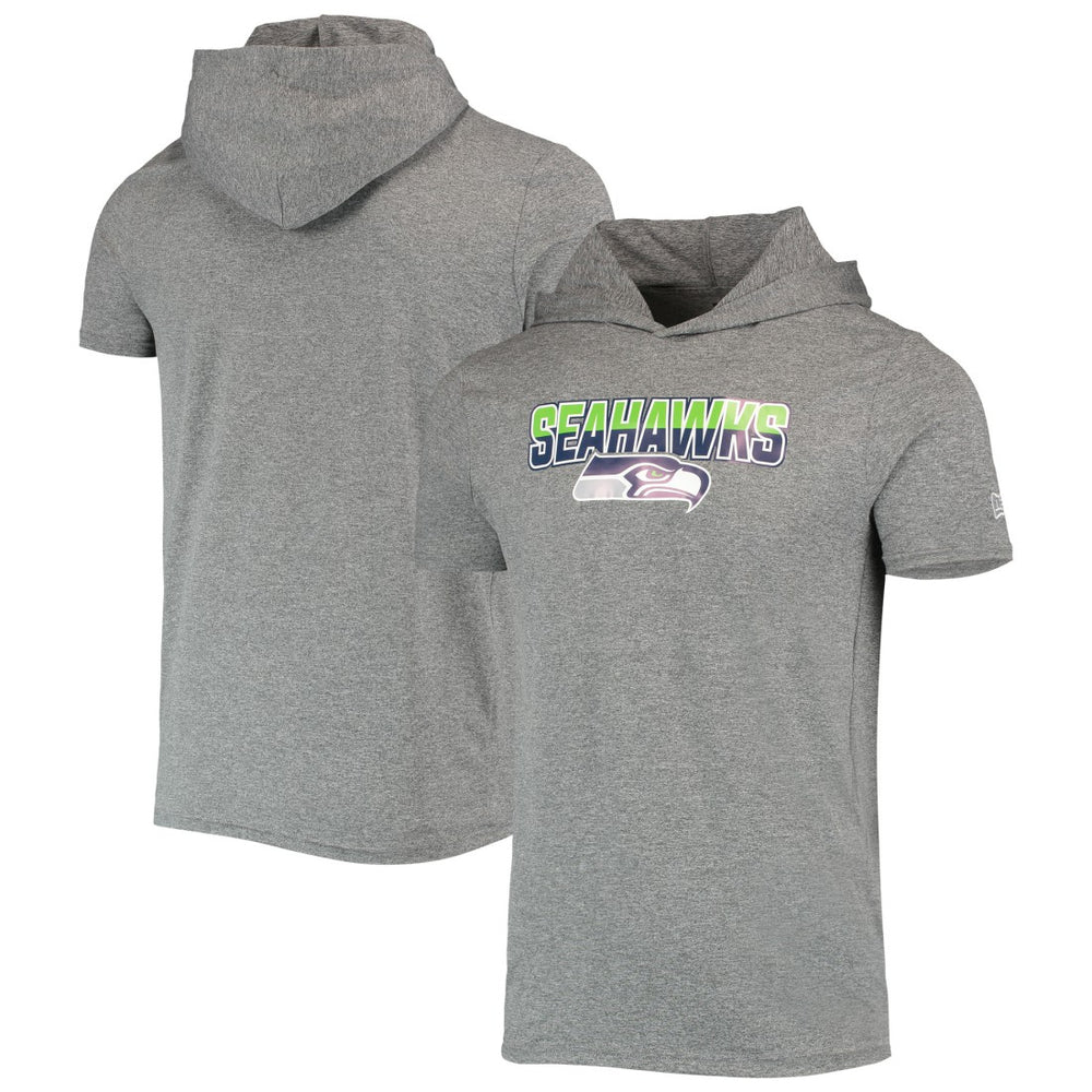 Seattle Seahawks New Era Team Brushed Hoodie T-Shirt - Heathered Gray - NFL