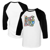 Los Angeles Dodgers Tiny Turnip Women's Peace Love Baseball 3/4-Sleeve Raglan T-Shirt for sale