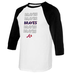Atlanta Braves Tiny Turnip Youth Stacked Raglan 3/4 Sleeve T-Shirt Near Me