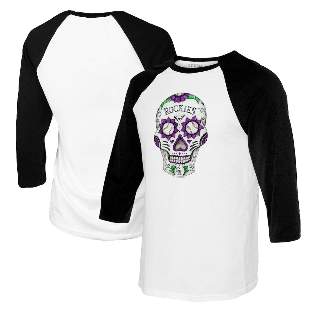Colorado Rockies Tiny Turnip Women's Sugar Skull 3/4-Sleeve Raglan T-Shirt Near Me