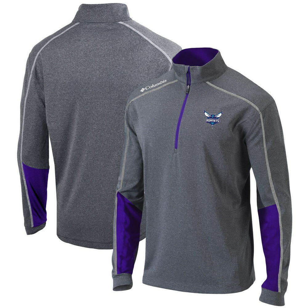 Columbia Charlotte Hornets Omni-Wick Shotgun 2.0 Quarter-Zip Pullover Top Heathered Gray/Purple