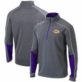 Columbia Los Angeles Lakers Omni-Wick Shotgun 2.0 Quarter-Zip Pullover Top Heathered Gray/Purple