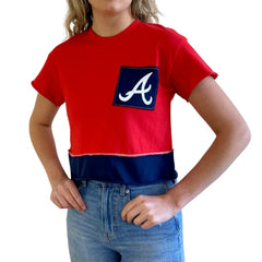Atlanta Braves Refried Apparel Women's Cropped T-Shirt Discount