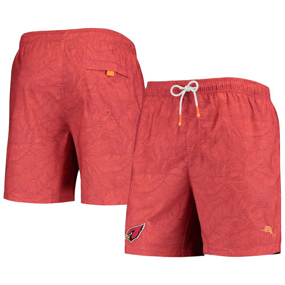 Arizona Cardinals Team Naples Layered Leaves Swim Trunks - Cardinal - Tommy Bahama