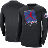 Philadelphia 76ers Jordan Brand Courtside Max 90 Vintage Wash Statement Edition Long Sleeve T-Shirt Black