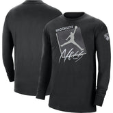 Brooklyn Nets Jordan Brand Courtside Max 90 Vintage Wash Statement Edition Long Sleeve T-Shirt Black