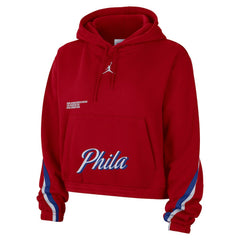 Philadelphia 76ers Jordan Brand Women's Courtside Statement Edition Pullover Hoodie Red