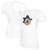 Atlanta Braves Tiny Turnip Women's Baseball Bow T-Shirt Outlet