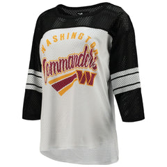 Washington Commanders G-III 4Her by Carl Banks Women's First Team 3/4-Sleeve Mesh T-Shirt - White/Black - NFL