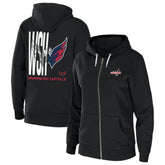 Washington Capitals WEAR by Erin Andrews Women's Sponge Fleece Full-Zip Hoodie - Black | NHL Clearance