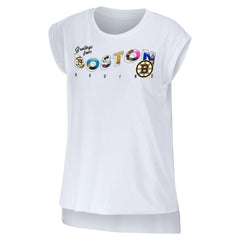 Boston Bruins WEAR by Erin Andrews Women's Greetings From Muscle T-Shirt - White | NHL on sale
