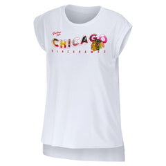 Chicago Blackhawks WEAR by Erin Andrews Women's Greetings From Muscle T-Shirt - White | NHL online