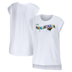 Minnesota Wild WEAR by Erin Andrews Women's Greetings From Muscle T-Shirt - White | NHL Clearance