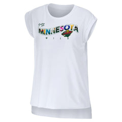 Minnesota Wild WEAR by Erin Andrews Women's Greetings From Muscle T-Shirt - White | NHL Clearance