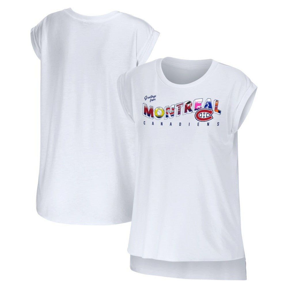 Montreal Canadiens WEAR by Erin Andrews Women's Greetings From Muscle T-Shirt - White | NHL on sale