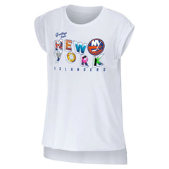 New York Islanders WEAR by Erin Andrews Women's Greetings From Muscle T-Shirt - White | NHL Clearance