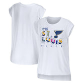 St. Louis Blues WEAR by Erin Andrews Women's Greetings From Muscle T-Shirt - White | NHL Lifestyle
