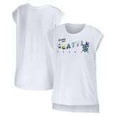 Seattle Kraken WEAR by Erin Andrews Women's Greetings From Muscle T-Shirt - White | NHL online