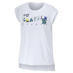 Seattle Kraken WEAR by Erin Andrews Women's Greetings From Muscle T-Shirt - White | NHL online