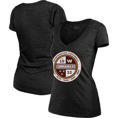 Washington Commanders Majestic Threads Women's Bling Tri-Blend V-Neck T-Shirt - Heathered Black - NFL