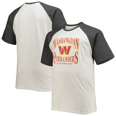Washington Commanders Big & Tall Wordmark Raglan T-Shirt - Oatmeal/Heathered Charcoal - Fanatics