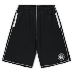 Brooklyn Nets Big & Tall Contrast Stitch Knit Shorts Black/White