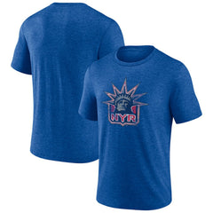 New York Rangers Wraparound Tri-Blend T-Shirt - Blue | NHL Lifestyle