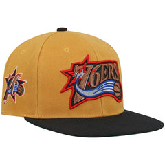 Mitchell & Ness Philadelphia 76ers Hardwood Classics Snapback Hat Gold/Black