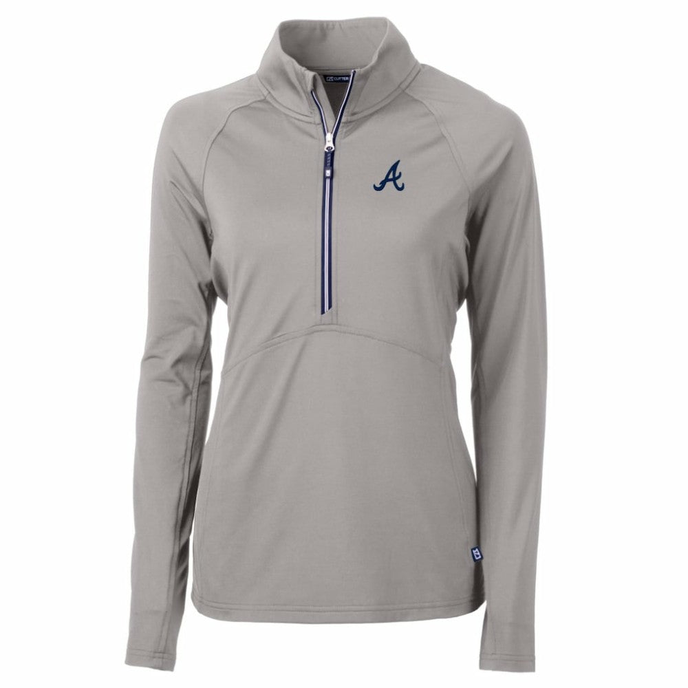 Atlanta Braves Cutter & Buck Women's Adapt Eco Knit Stretch Half-Zip Pullover Top Discount