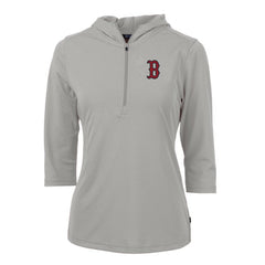 Boston Red Sox Cutter & Buck Women's Virtue Eco Pique 3/4 Sleeve Half-Zip Pullover Hoodie Discount