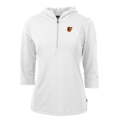 Baltimore Orioles Cutter & Buck Women's Virtue Eco Pique 3/4 Sleeve Half-Zip Pullover Hoodie Sale