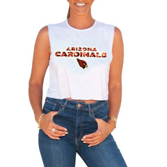 Arizona Cardinals Cuce Women's Sequin Cropped Tank Top - White - NFL