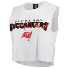 Tampa Bay Buccaneers Cuce Women's Sequin Tri-Blend Cropped Tank Top - White - NFL
