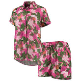 Brooklyn Nets Lusso Women's Finley-Frankie Party Top & Shorts Set Pink
