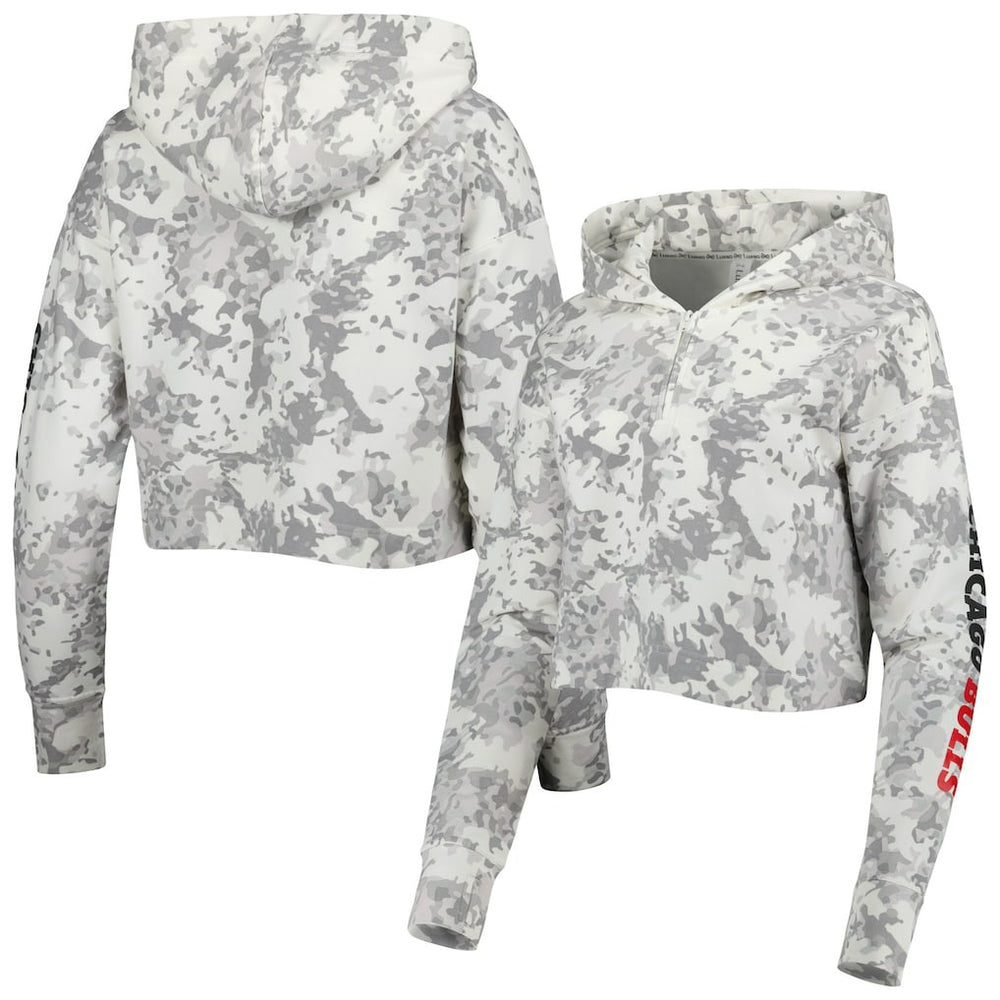 Chicago Bulls Lusso Women's Maia Tri-Blend Cropped Quarter-Zip Top Gray/White