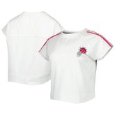 Phoenix Suns Lusso Women's Margot Cropped Tri-Blend Cap Sleeve Sweatshirt White