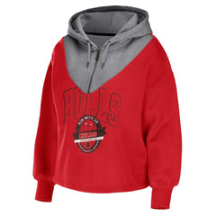 Chicago Bulls WEAR by Erin Andrews Women's Pieced Quarter-Zip Hoodie Jacket Red