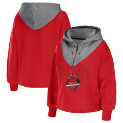 Toronto Raptors WEAR by Erin Andrews Women's Pieced Quarter-Zip Hoodie Jacket Red